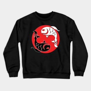 Yin and Yang Tribal style fish, red Crewneck Sweatshirt